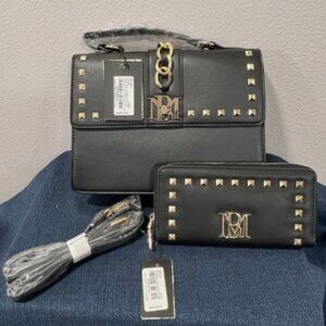 Badgley Mischka Black Studded Crossbody and Wallet New with Tags